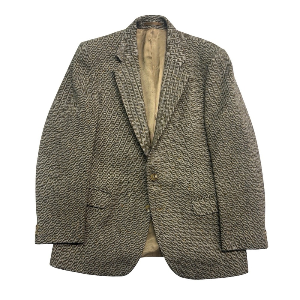 vtg Magee 42R Donegal Tweed Tan Black Herringbone Blazer Jacket Sport Coat Irish